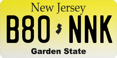 NJ license plate B80NNK