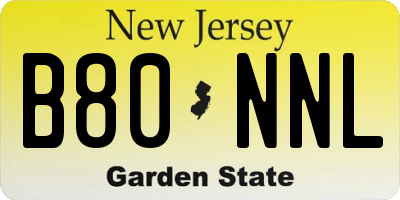 NJ license plate B80NNL