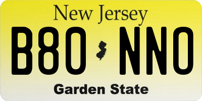 NJ license plate B80NNO