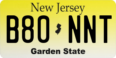 NJ license plate B80NNT