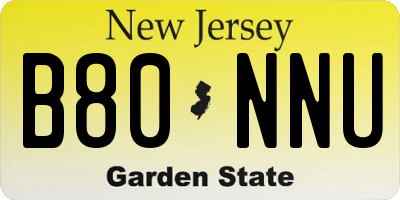 NJ license plate B80NNU
