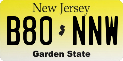 NJ license plate B80NNW
