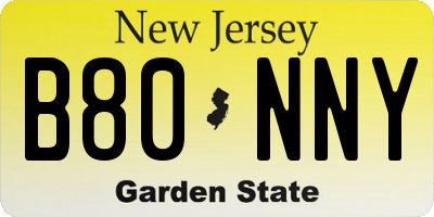 NJ license plate B80NNY