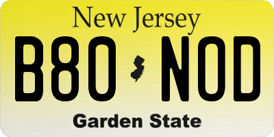NJ license plate B80NOD