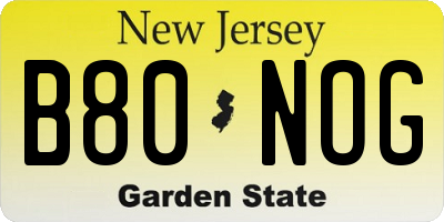 NJ license plate B80NOG