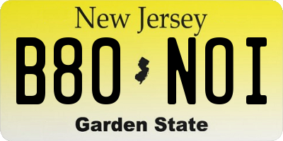 NJ license plate B80NOI