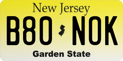 NJ license plate B80NOK