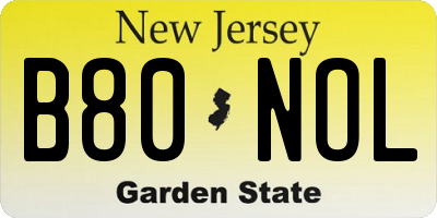 NJ license plate B80NOL