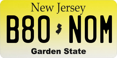 NJ license plate B80NOM