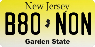 NJ license plate B80NON