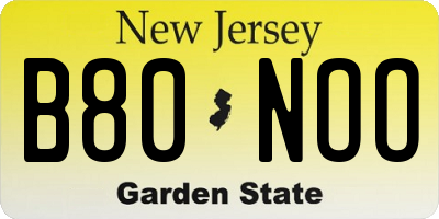 NJ license plate B80NOO