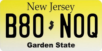 NJ license plate B80NOQ