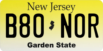 NJ license plate B80NOR