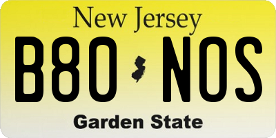 NJ license plate B80NOS