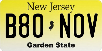 NJ license plate B80NOV