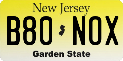 NJ license plate B80NOX
