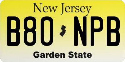 NJ license plate B80NPB