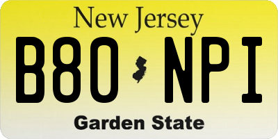 NJ license plate B80NPI