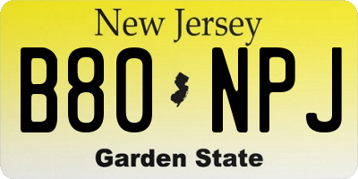 NJ license plate B80NPJ