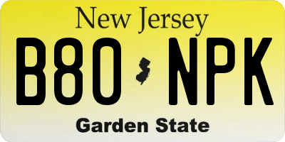 NJ license plate B80NPK