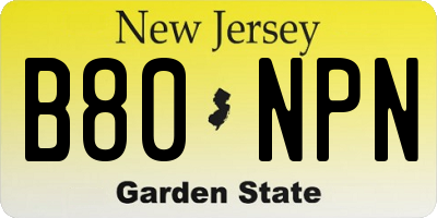 NJ license plate B80NPN