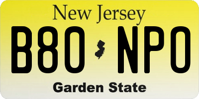 NJ license plate B80NPO