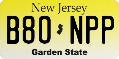 NJ license plate B80NPP