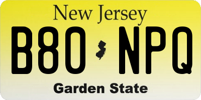 NJ license plate B80NPQ