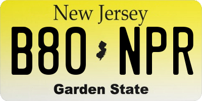 NJ license plate B80NPR