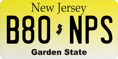 NJ license plate B80NPS