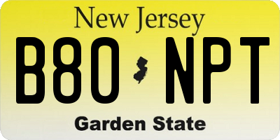 NJ license plate B80NPT