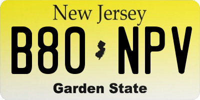 NJ license plate B80NPV