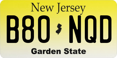 NJ license plate B80NQD