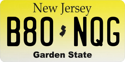 NJ license plate B80NQG