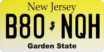 NJ license plate B80NQH
