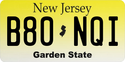NJ license plate B80NQI