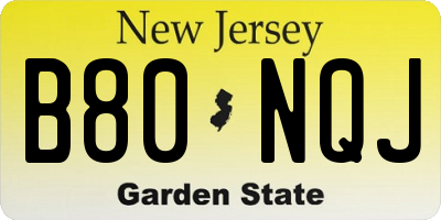 NJ license plate B80NQJ