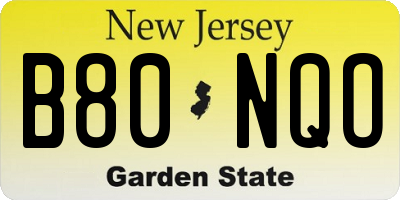 NJ license plate B80NQO