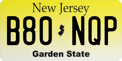 NJ license plate B80NQP