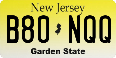 NJ license plate B80NQQ