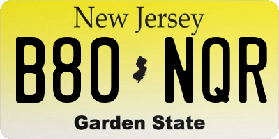 NJ license plate B80NQR