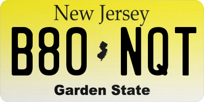 NJ license plate B80NQT