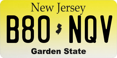 NJ license plate B80NQV