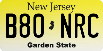 NJ license plate B80NRC