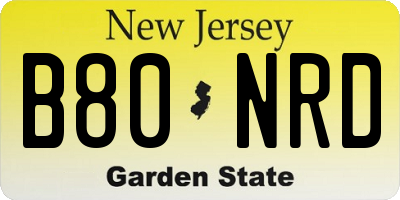 NJ license plate B80NRD