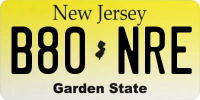 NJ license plate B80NRE