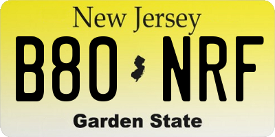 NJ license plate B80NRF