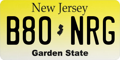 NJ license plate B80NRG
