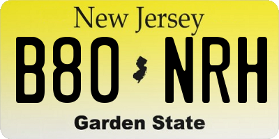 NJ license plate B80NRH
