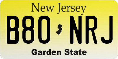 NJ license plate B80NRJ